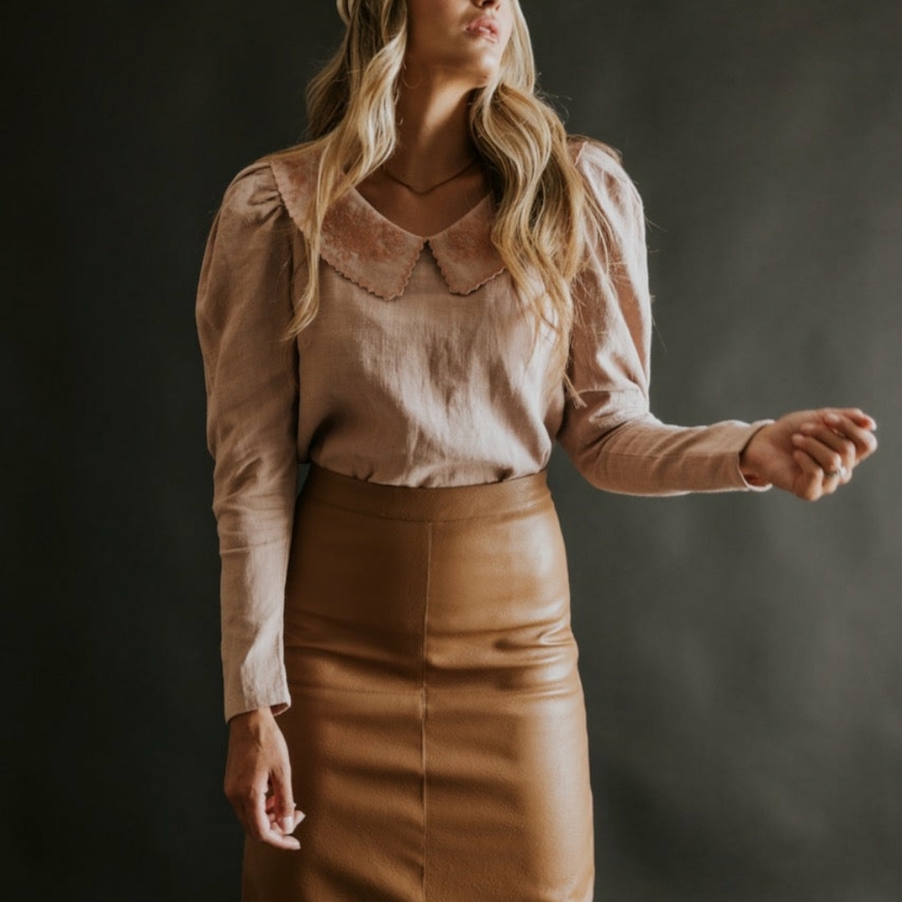 SALT by Roolee Piper Point Embroidered Collared Blouse